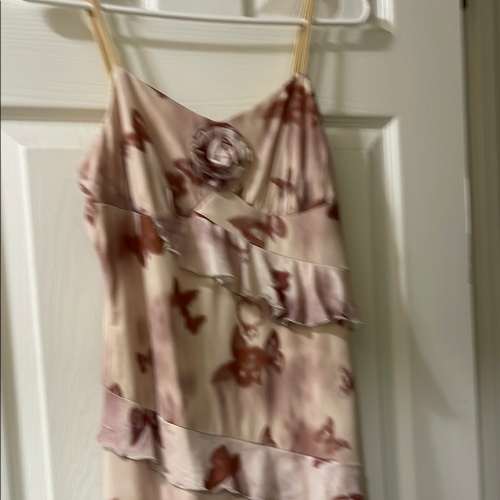 Floral Ruffle Dress in Pink and Cream